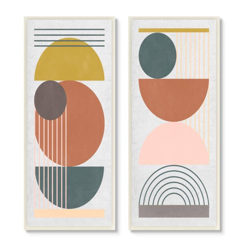 Stupell Geometric Study of Lines Arches Circles 2pc Multi Piece Wood Wall Art Set Bed Bath