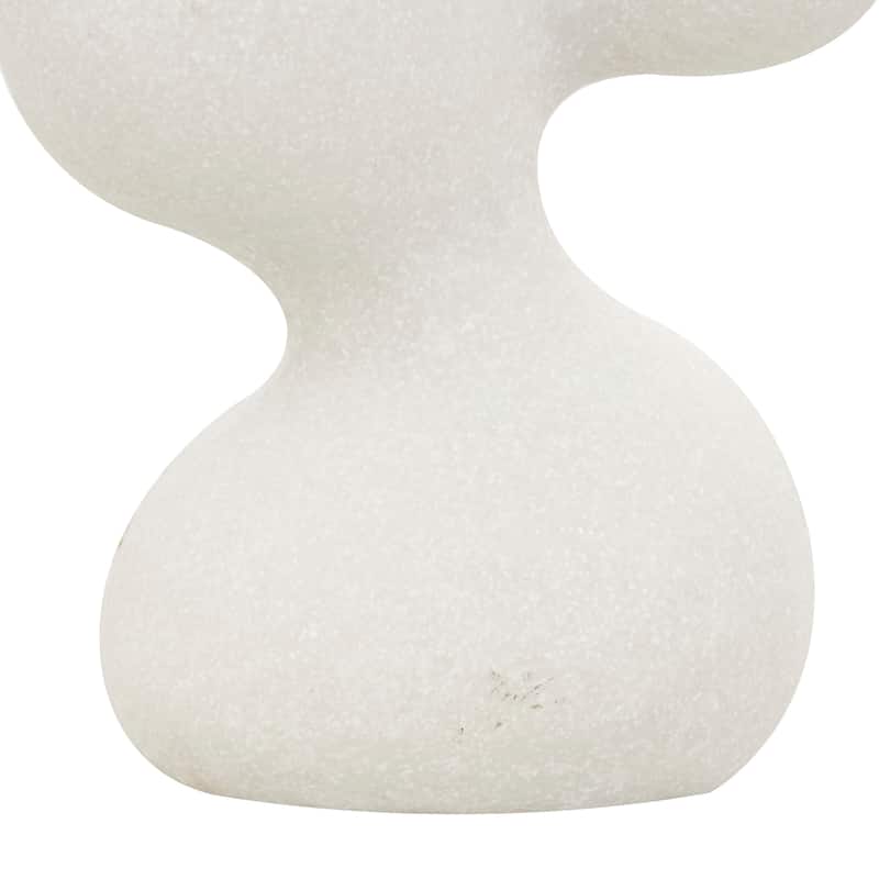 White Polystone Curved Shaped Abstract Sculpture with Speckled Texturing