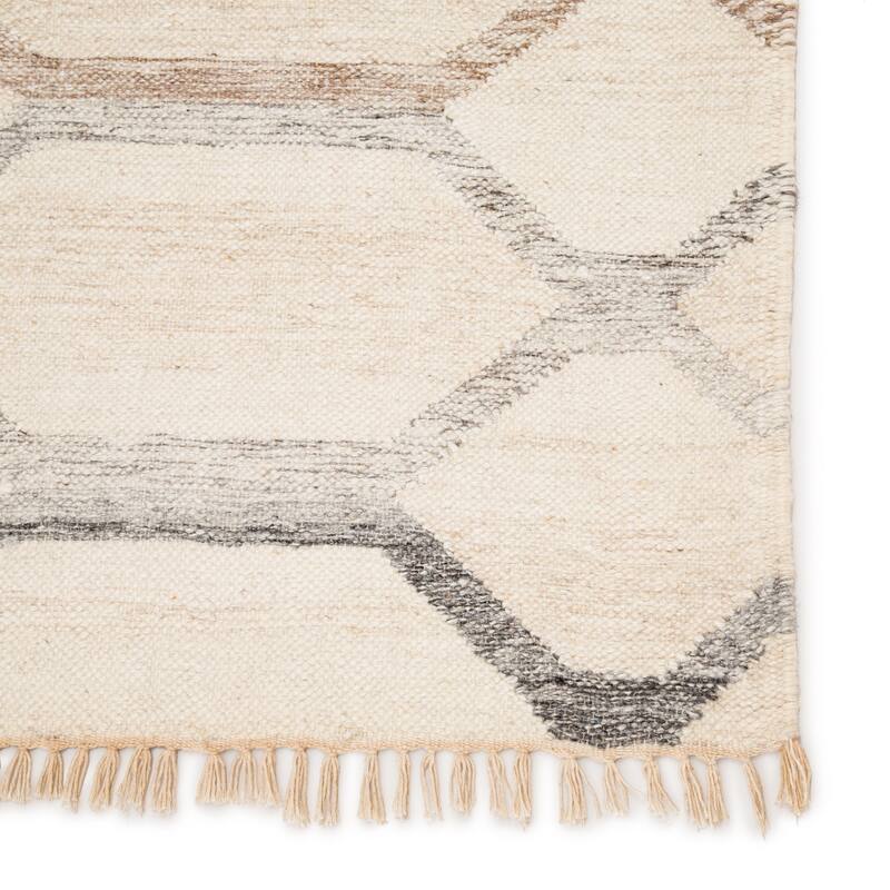 Macsen Handmade Trellis Ivory/ Light Grey Area Rug