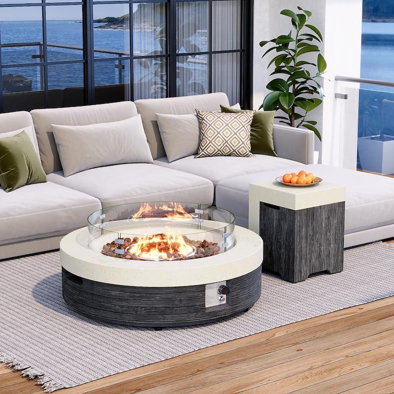 COSIEST Outdoor Gas Fire Table,50,000 BTU with Waterproof Cover​