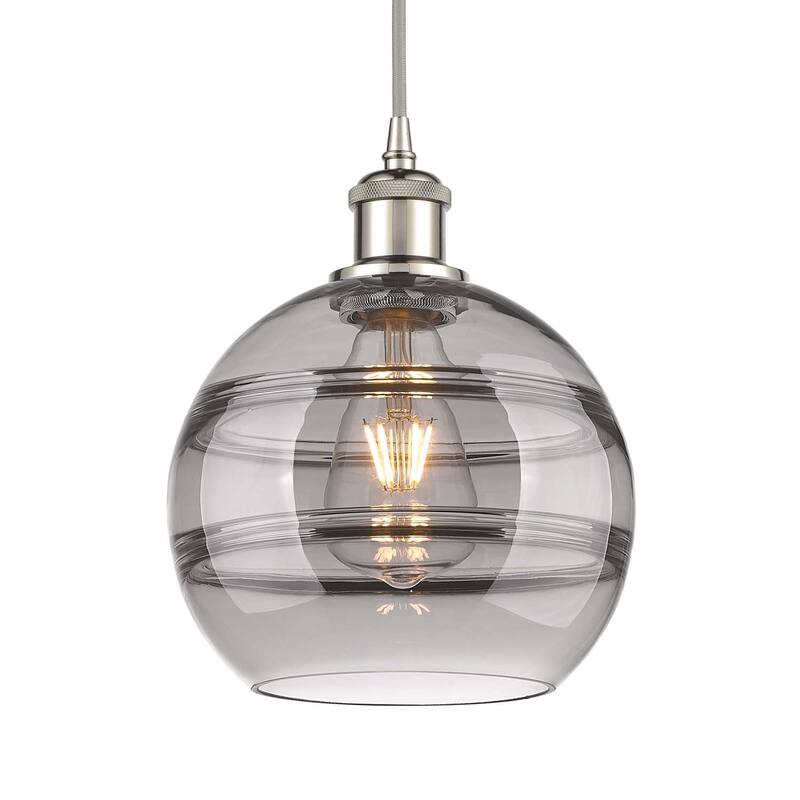Innovations Lighting 516-1P-10-8 Rochester Pendant Rochester 8" Wide - Polished Nickel / Light Smoke