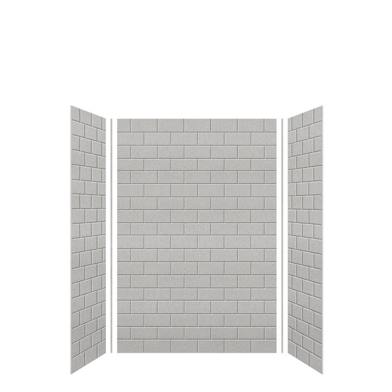 Transolid SWK483672 SaraMar 48" W x 36" D x 72" H Three Panel Shower - Grey Beach Subway Tile