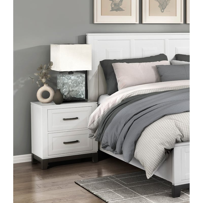 Two-Drawers Nightstand White Finish 1pc