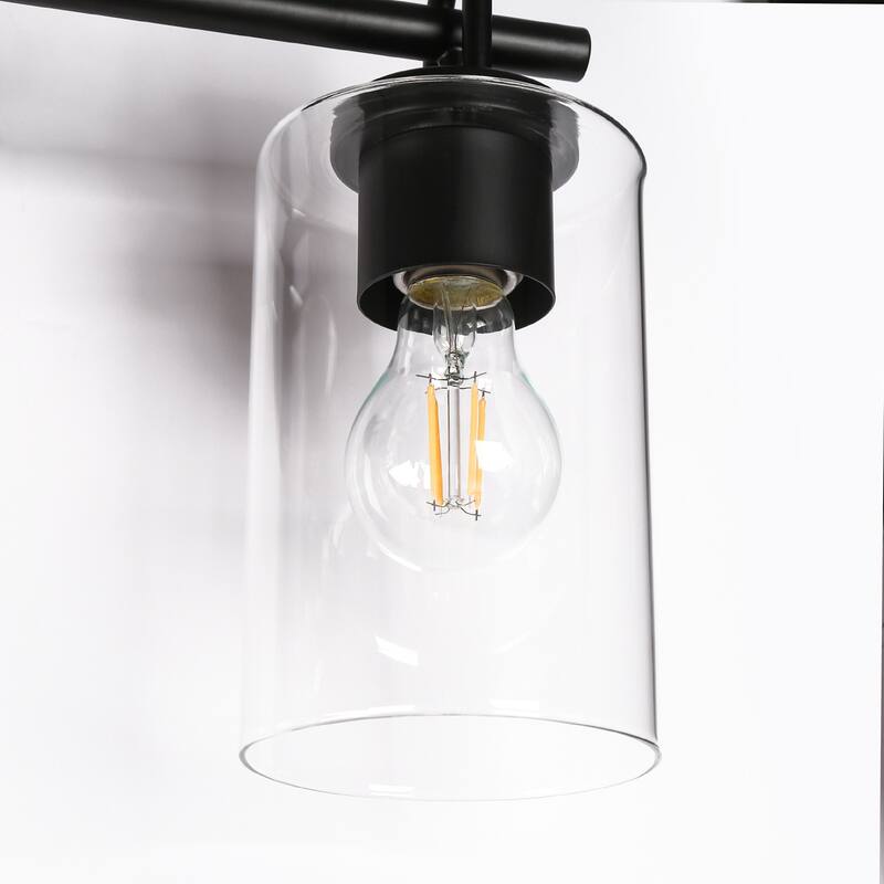 Modern Farmhouse 3-Light Black Bathroom Vanity Light Cylinder Glass Wall Sconce - L 22" x W 7.1" x H 9.6"