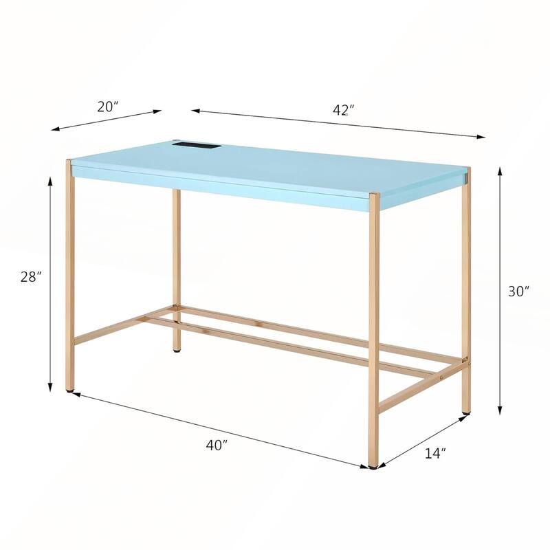 Rectangular Writing Desk with USB Ports