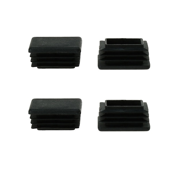 4pcs 25 x 38mm Plastic Rectangle Ribbed Tube Inserts End Cover, Furniture Chair Table Desk Feet Floor Protector