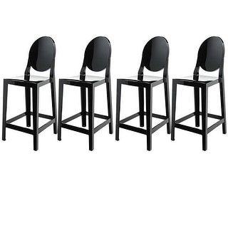 Set of 4 30" Seat Height Barstool Modern Plastic Side Bar Counter Stool Accent Armless Designer With Backs