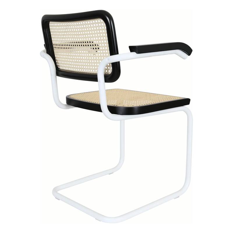 Breuer Chair Company Marcel Breuer Cesca Cane Cantilever Armchair Arm Chair w/ White Steel Frame (Various Wood & Cane Colors)