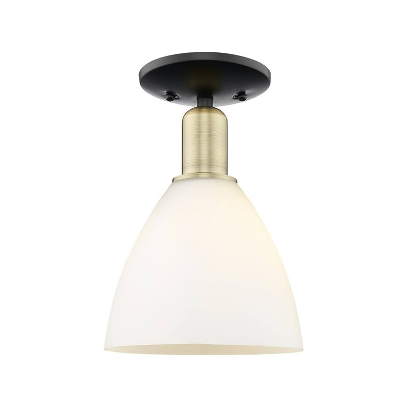 Innovations Lighting 716-1C-11-8 Bristol Semi-Flush Bristol 8" Wide - Black Antique Brass / Matte White