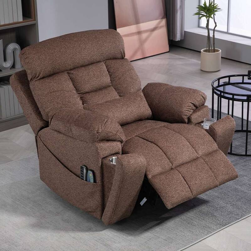 Upgraded Flagship 4-Motor Independent Control Oversized 180° Lay Flat Chenille Power Lift Recliner Chair
