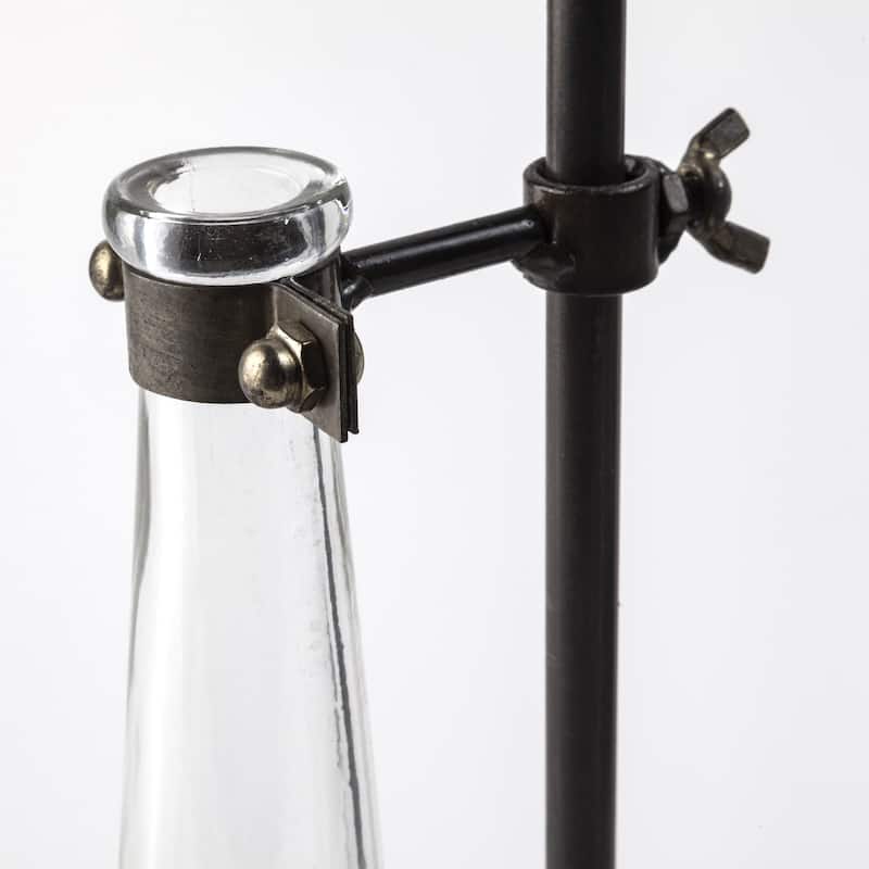 Set of 2 Modern Dark Brown Metal Table Vases Abstract Cylinder Decorative Accents for Living Room