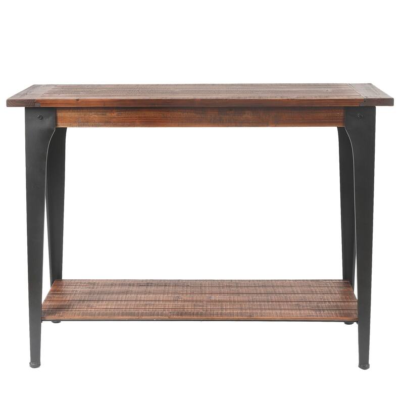 Dark Brown Wood and Black Metal 1-Shelf Console and Entry Table - 40" Wide