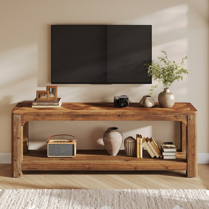 Solid Wood 63" TV Stands, Low Media Console Entertainment Center