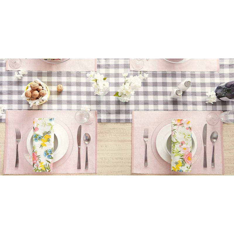 DII French Blue Eco-Friendly Chambray Fine Ribbed Placemat 6 Piece