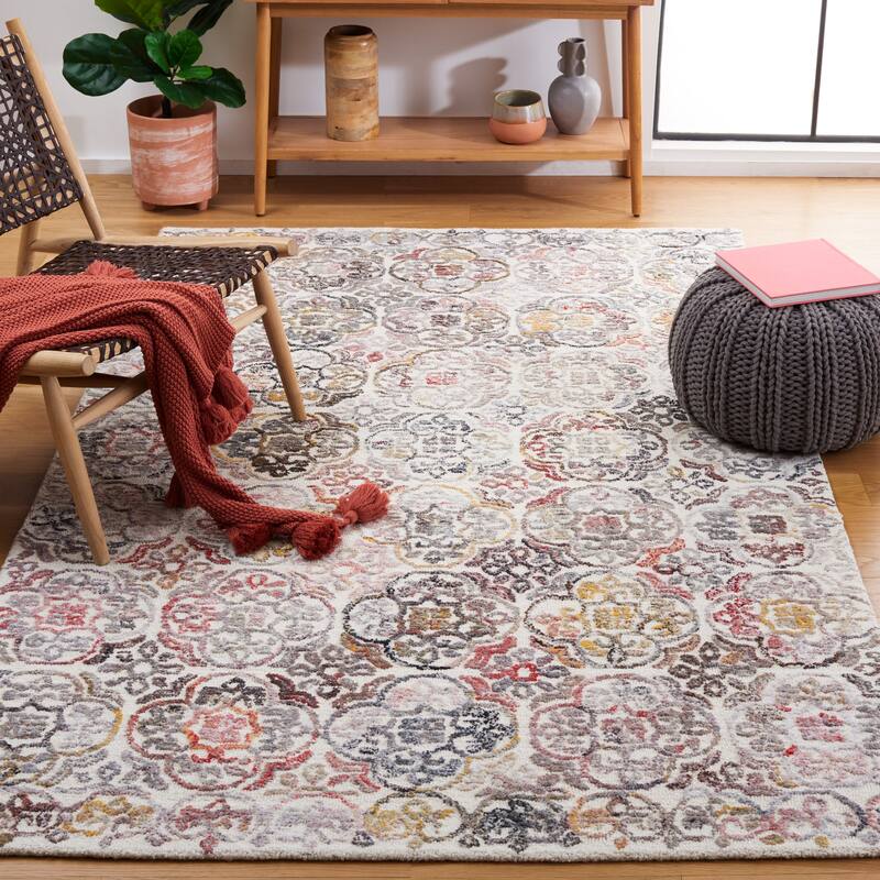 SAFAVIEH Handmade Metro Nell Floral Wool Rug - 4' x 6' - Ivory/Red
