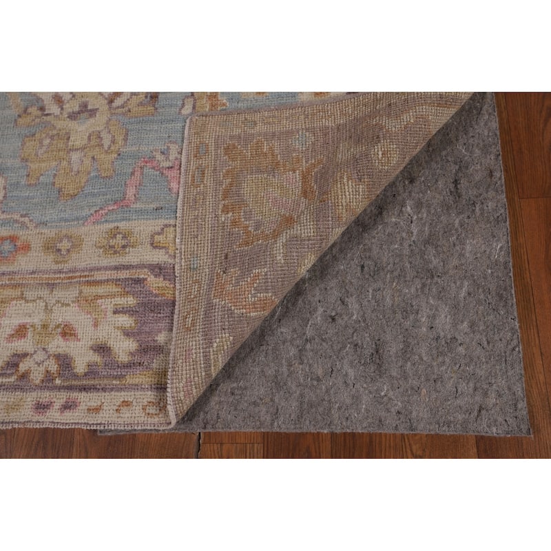 Light Blue Oushak Vegetable Dye Area Rug Hand-Knotted Wool Carpet - 4'1"x 5'9"
