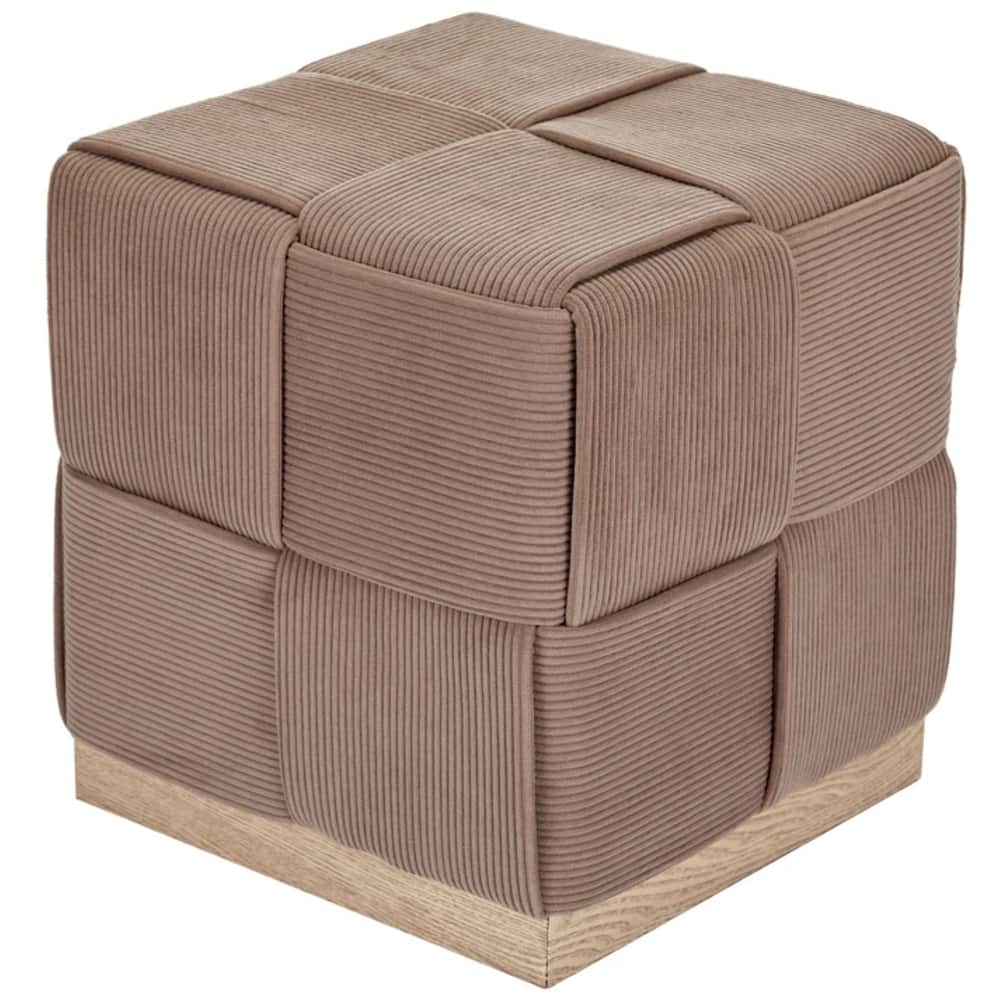 Aria Home Upholstered Corduroy Square Ottoman Foot Stool Accent