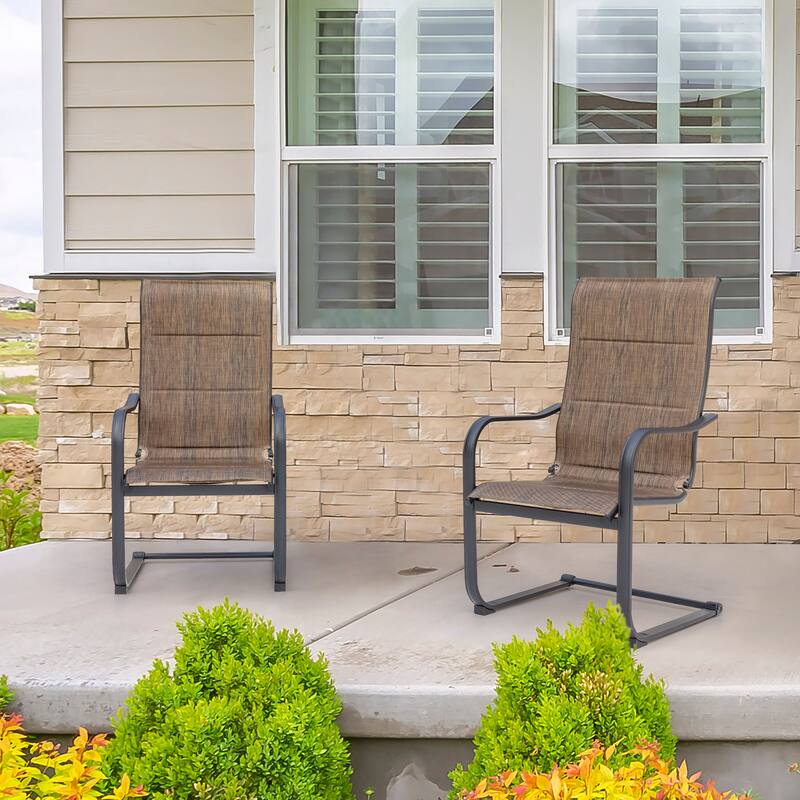Textilene Patio Dining Chair Set of 2, Powder-coated Iron Fram