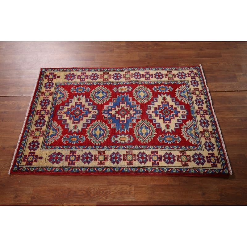 Red Kazak Oriental Foyer Rug Handmade Foyer Wool Carpet - 2'8" x 3'11"