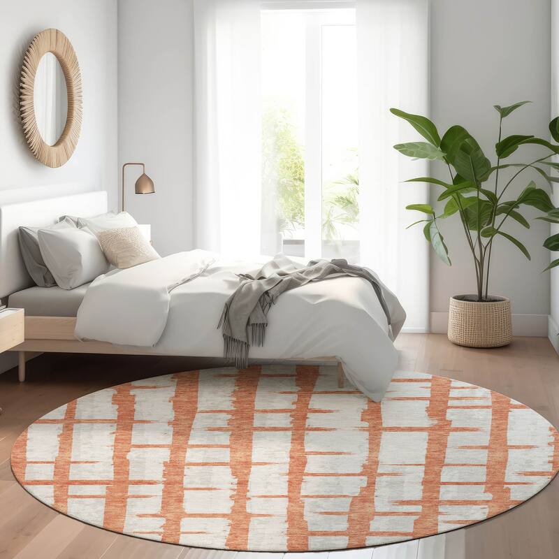 Premium Washable Super Soft Modern Contemporary Mayfield Rug - Coral - 8' x 8'