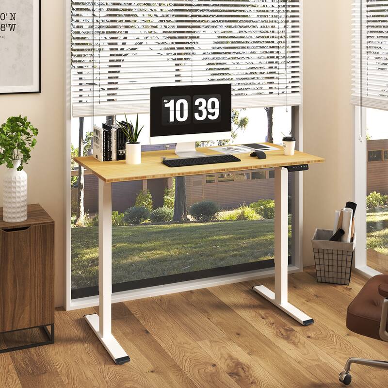 FlexiSpot 100% Bamboo Whole-Piece Desktop Ergonomic Electric Home Office Standing Desk Memory Controller