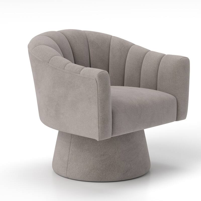 SEYNAR Modern Glam Velvet Upholstered Round Swivel Accent Arm Barrel Chair for Living Room