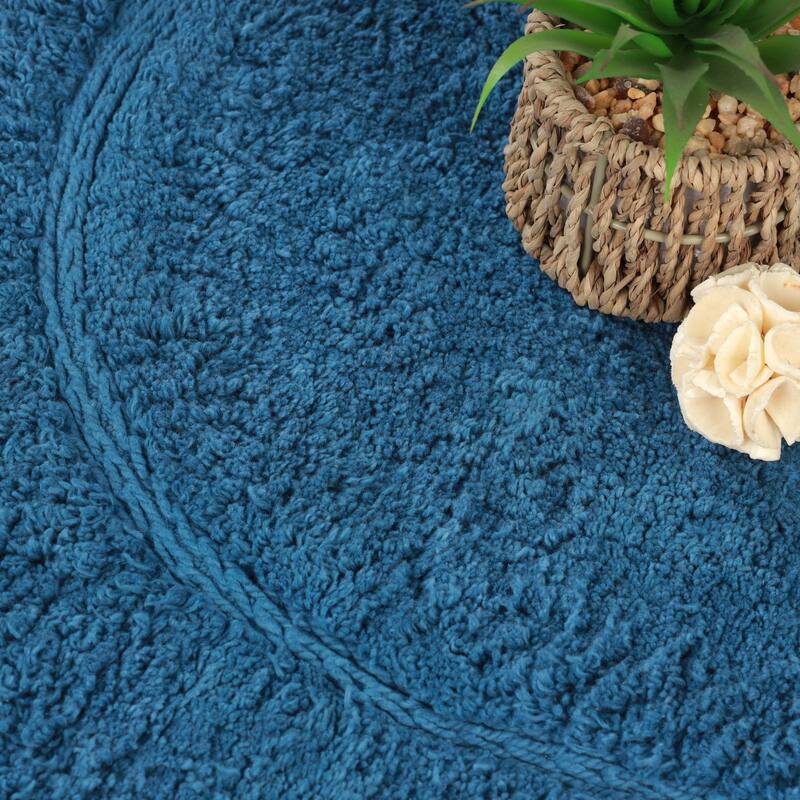 Superior Cotton Non-slip Oval Bath Rug - (Set of 2)