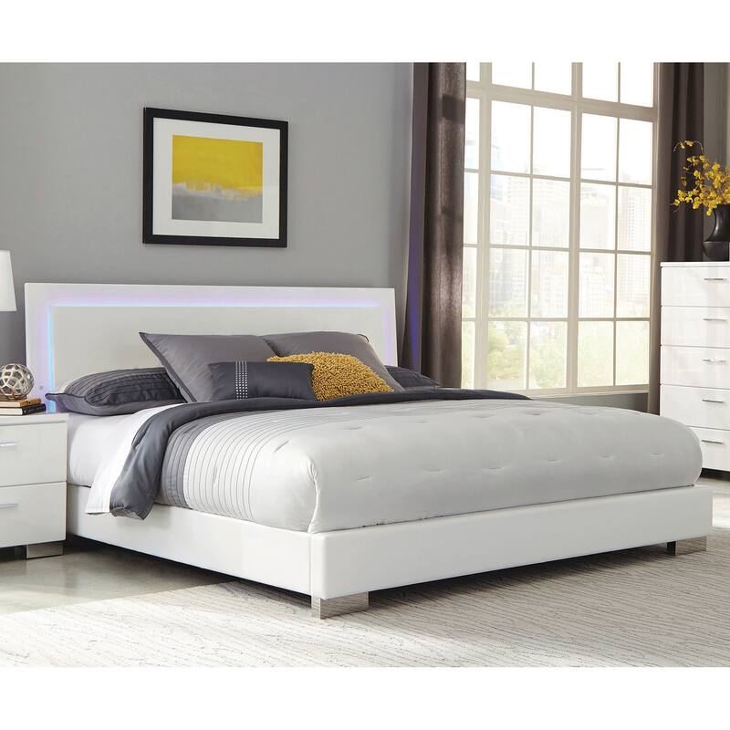 Felicity Wood LED Panel Bed White High Gloss