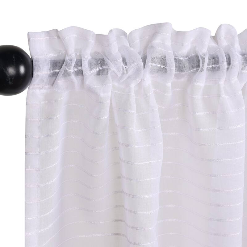 Superior Jackson Striped Machine Washable Sheer Curtains, Set of 2