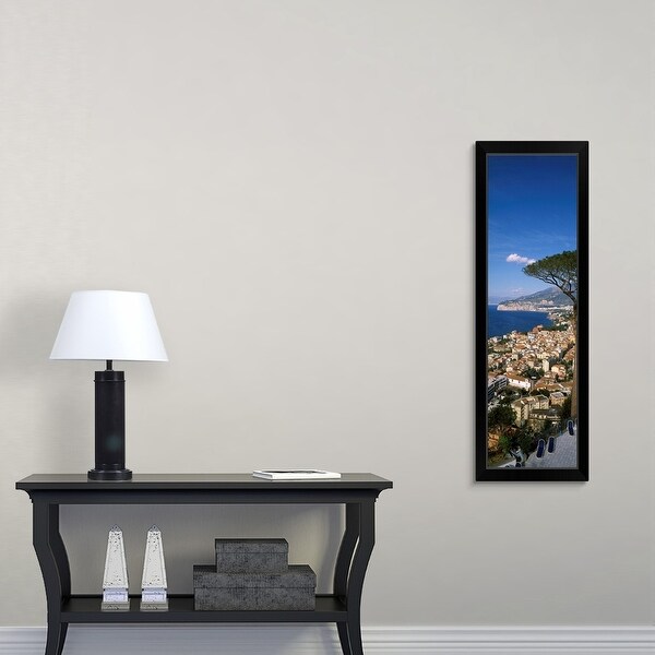 "High angle view of a town at a coast, Positano, Amalfi Coast, Campania, Italy" Black Framed Print