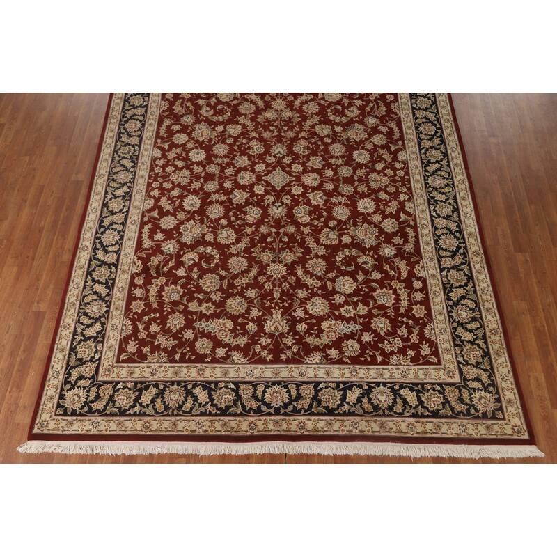 All-Over Floral Kashan Chinese Area Rug Hand-Knotted Wool Carpet - 8'7" x 11'7"