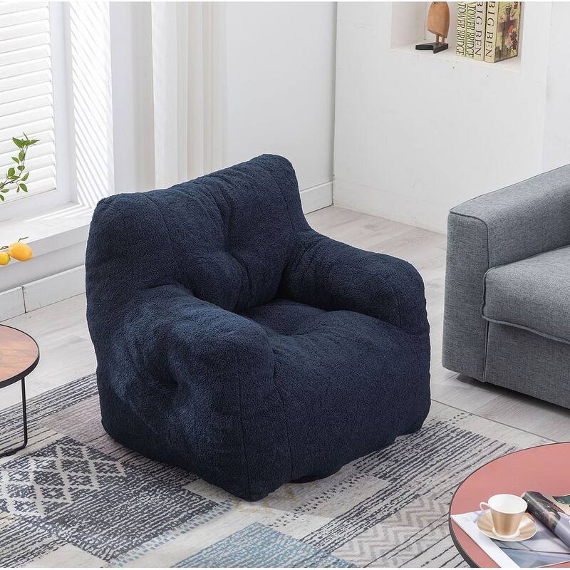 Soft Teddy Cloth Bean Bag Chair Tufted Foam Filling