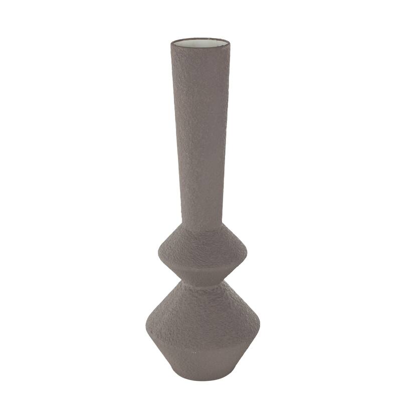Dark Gray Metal Art Deco Fluted Decorative Vase