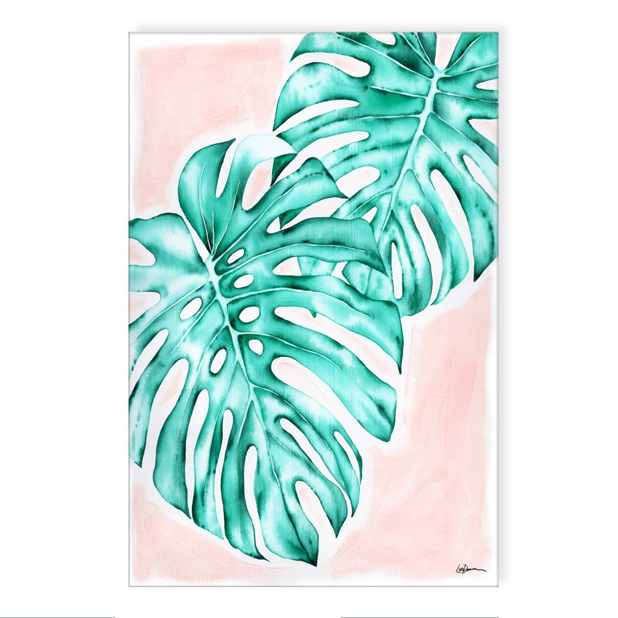 blush monstera' canvas wall art by laurie duncan overstock 30740546 blush monstera' canvas wall