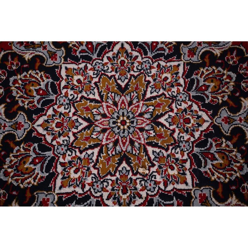 Floral Red Kashan Turkish Rug Dining Room Machine-Made Carpet - 9'7" x 12'9"