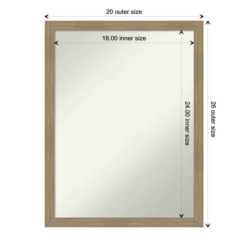 Woodgrain Stripe Non-Beveled Wood Framed Bathroom Vanity Wall Mirror - Woodgrain Stripe Mocha - Glass Size 18x24