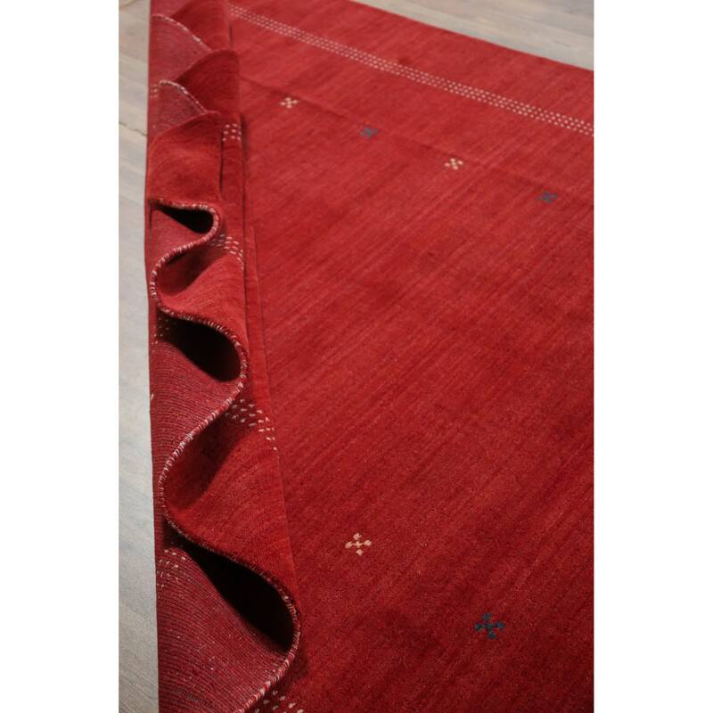 Hand Knotted Oriental 100% Wool Carpet Tribal Tribal Red Gabbeh Area Rug - 9' 9'' X 6' 8''