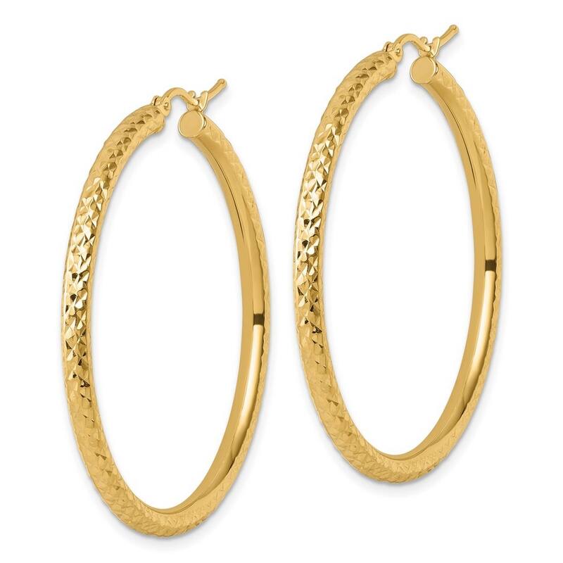 Curata 14k Yellow Gold Sparkle Cut Round Hoop Earrings - 45x45mm