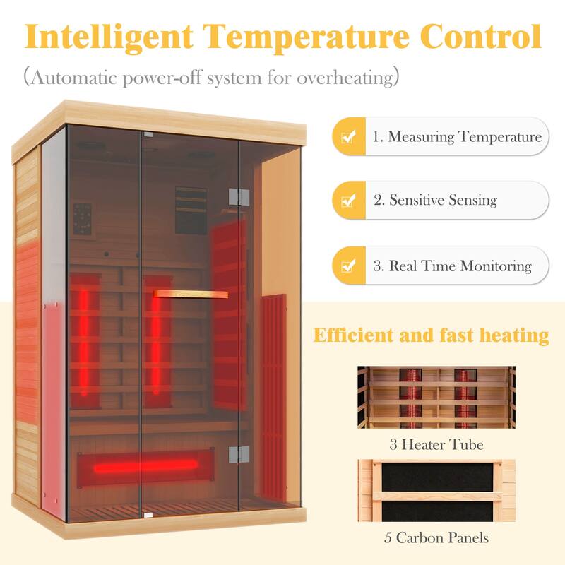 Infrared Sauna up to 4 Person with 15 Minutes Warm-up Heater Tube & Carbon Plate