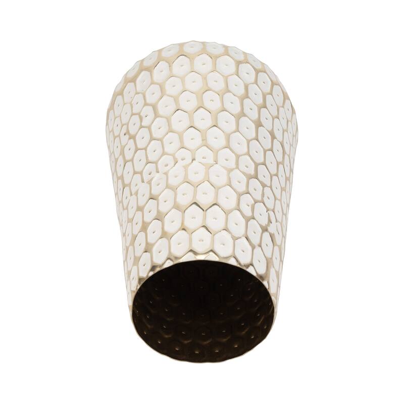 Sagebrook Home Metal Gold Geometric Cylinder Tribal Vase