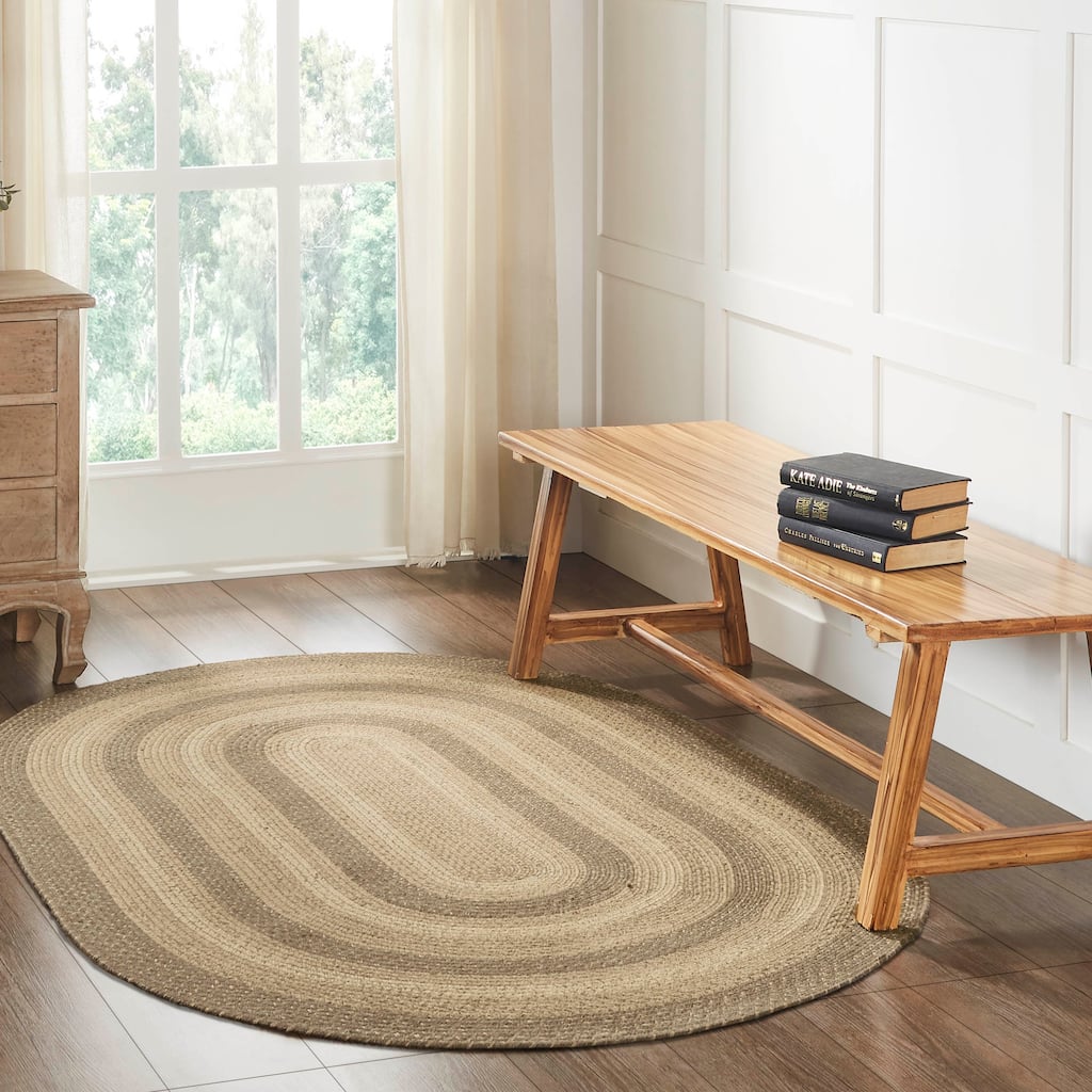 Cobblestone Jute Rug Oval w/ Pad 48x72 - 4' x 6' Oval