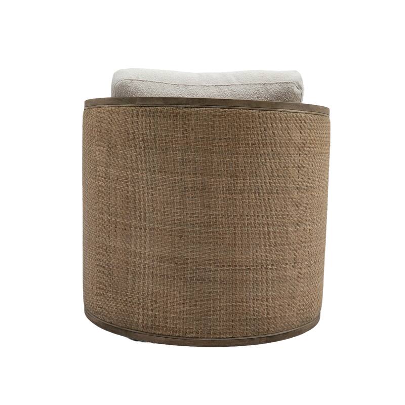 Beige Modern 30.12" Upholstered 360° Swivel Barrel Chair with Sturdy Hardwood Frame