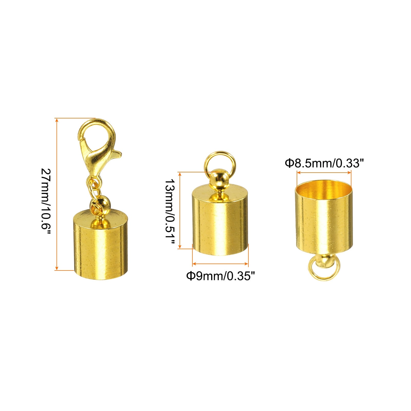 Cord End Caps, End Caps Barrel Beads Kumihimo End Caps for Leather Ribbon Clamp Clasp Jewelry Making Necklace Cord Craft