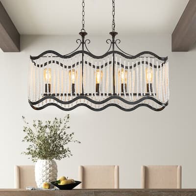 5 Light Linear Pendant Lighting for Kitchen Island - 38.58"x9.06"x22.05"