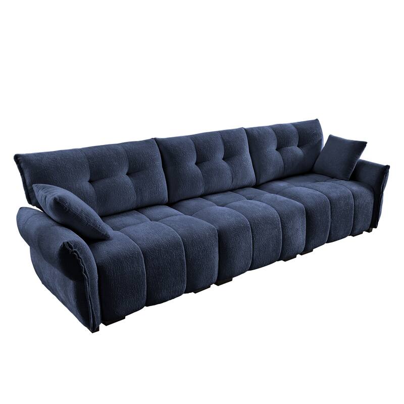 110.2" Chenille 4-Seat Sofa with Tufted Design,High-Resilience Sponge Cushions