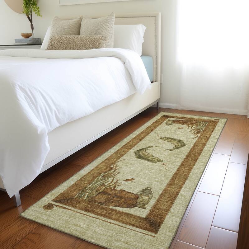 Premium Washable Super Soft Fishing Dreams Mayfield Rug - Khaki - 2' 3" x 7' 6" - Runner
