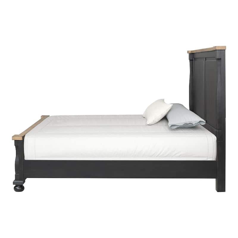 Furniture of America Lucan II 3-Piece Farmhouse Black Solid Wood Panel Bedroom Set
