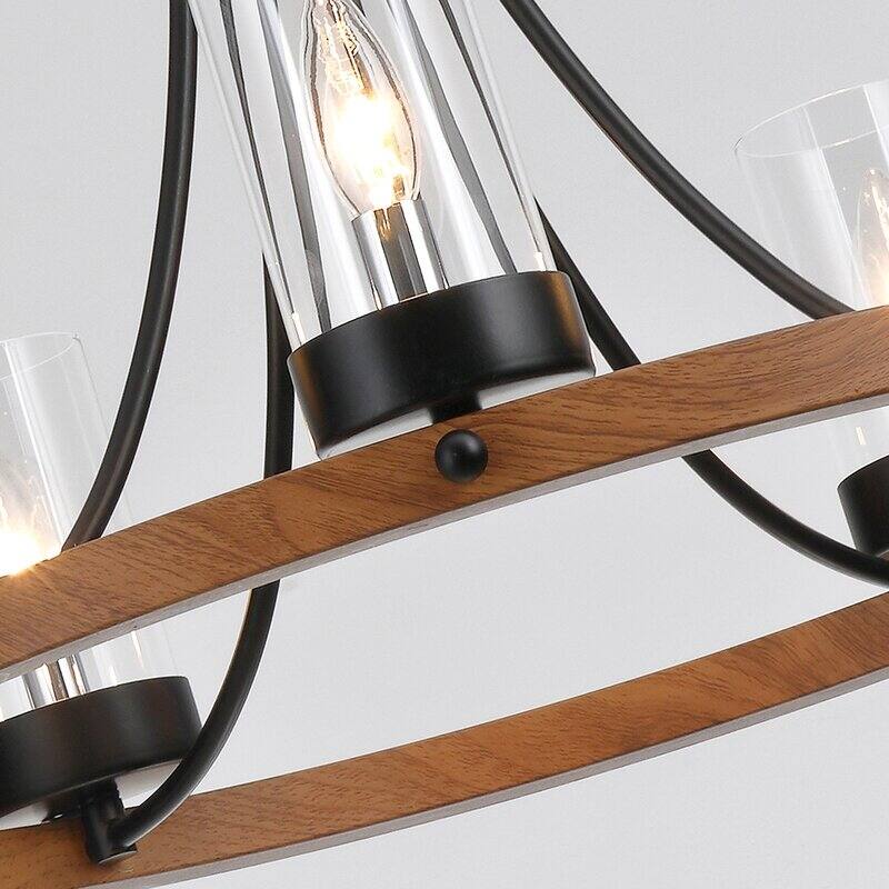 Maxax 5 - Light Candle Wrought Iron Wagon Wheel Chandelier - MX19025-5W-P