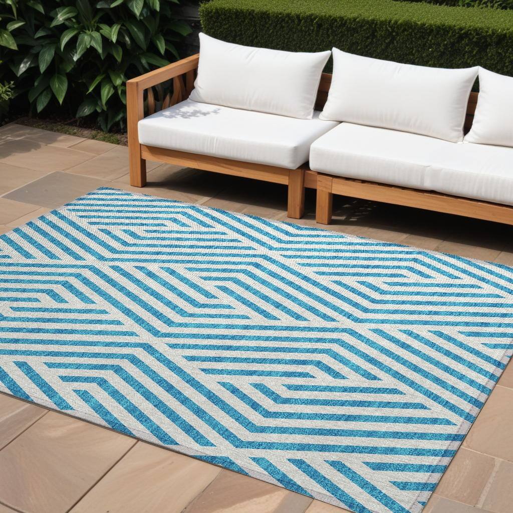 Lava Abstract Shapes Weather Resistant Blended Style Outdoor Rug