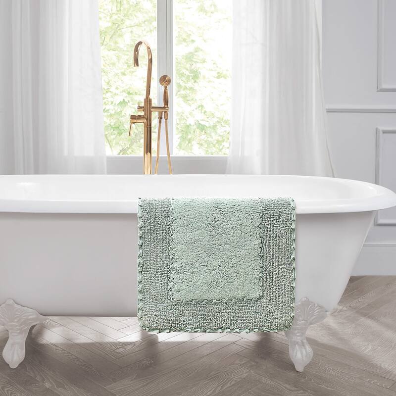 Laura Ashley Ruffle Border Pure Cotton Bath Rugs